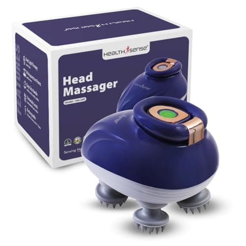 Best Overall: HealthSense Rechargeable Head Massager Machine with 96 Silicone Points | Red Light Therapy | 3 Speed Modes | Detachable Heads | Hair Growth, Deep Scalp Massage, Pain Relief & Relaxation HM 240 (Blue)