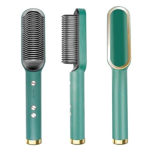 Best Overall: LINSTON 3-in-1 Ceramic Hair Straightening Brush for Women with 5 Heat Settings & 30-Second Fast Heating – Multicolored